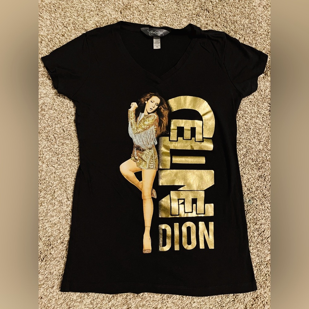 Black and Gold Celine Dion Small T-Shirt